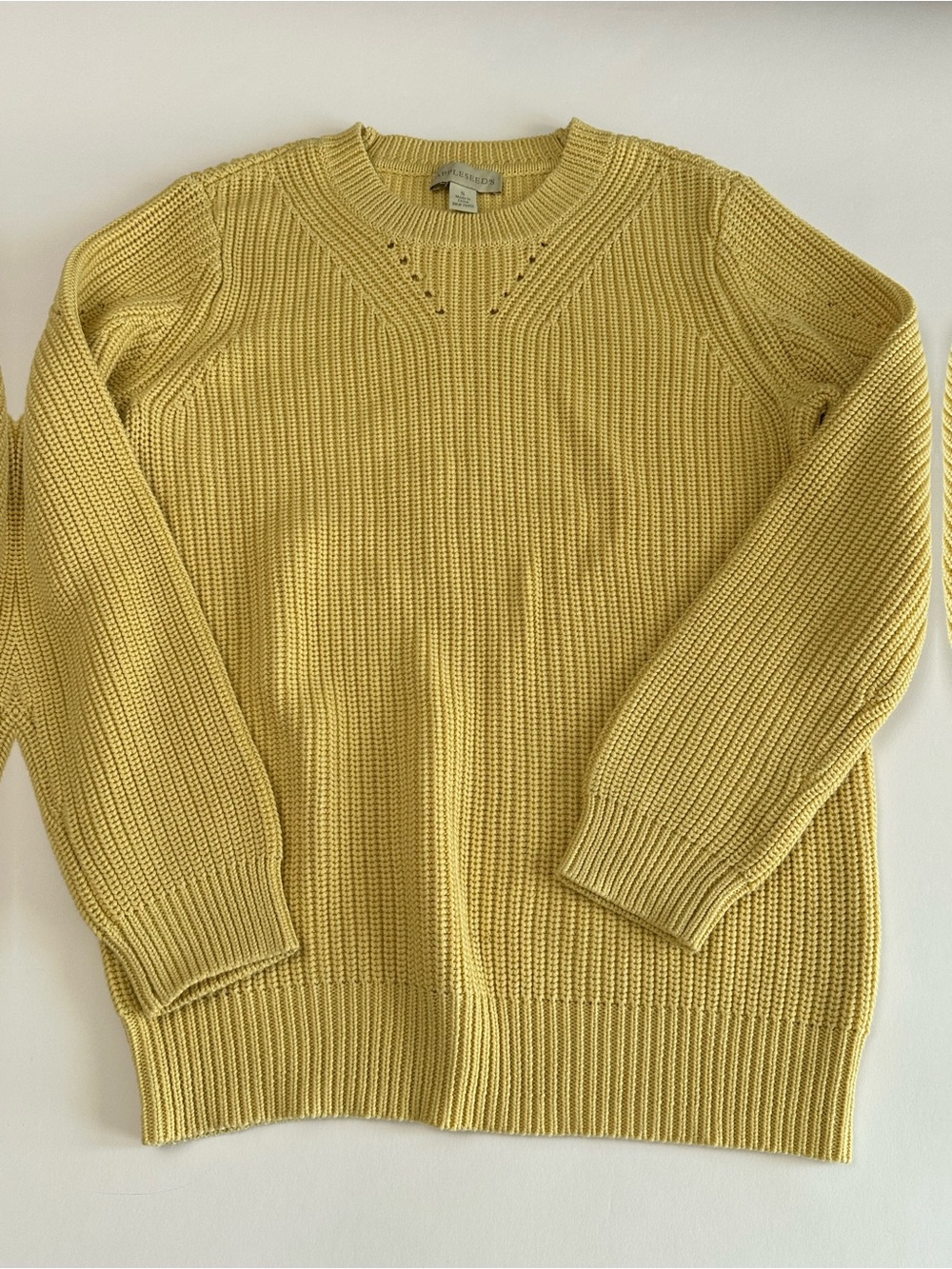 Butter Yellow Cotton Knit Sweater Pointelle Preppy‎ Coastal Transitional Fall